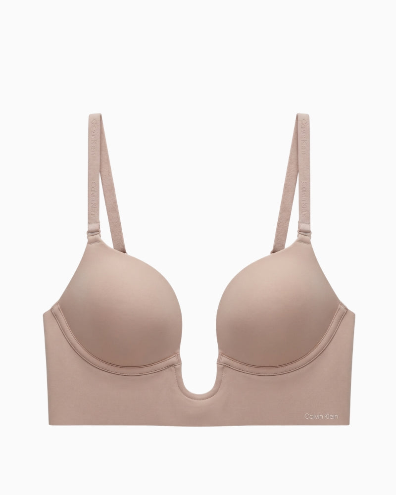 Calvin Klein Lightly Lined Minimal Plunge Bra in nude front view