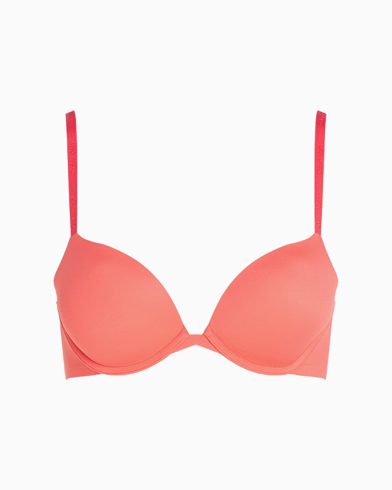 Front view of Calvin Klein push up plunge bra in exquisite pink