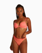 Side view of Calvin Klein padded plunge bra in soft recycled fabric