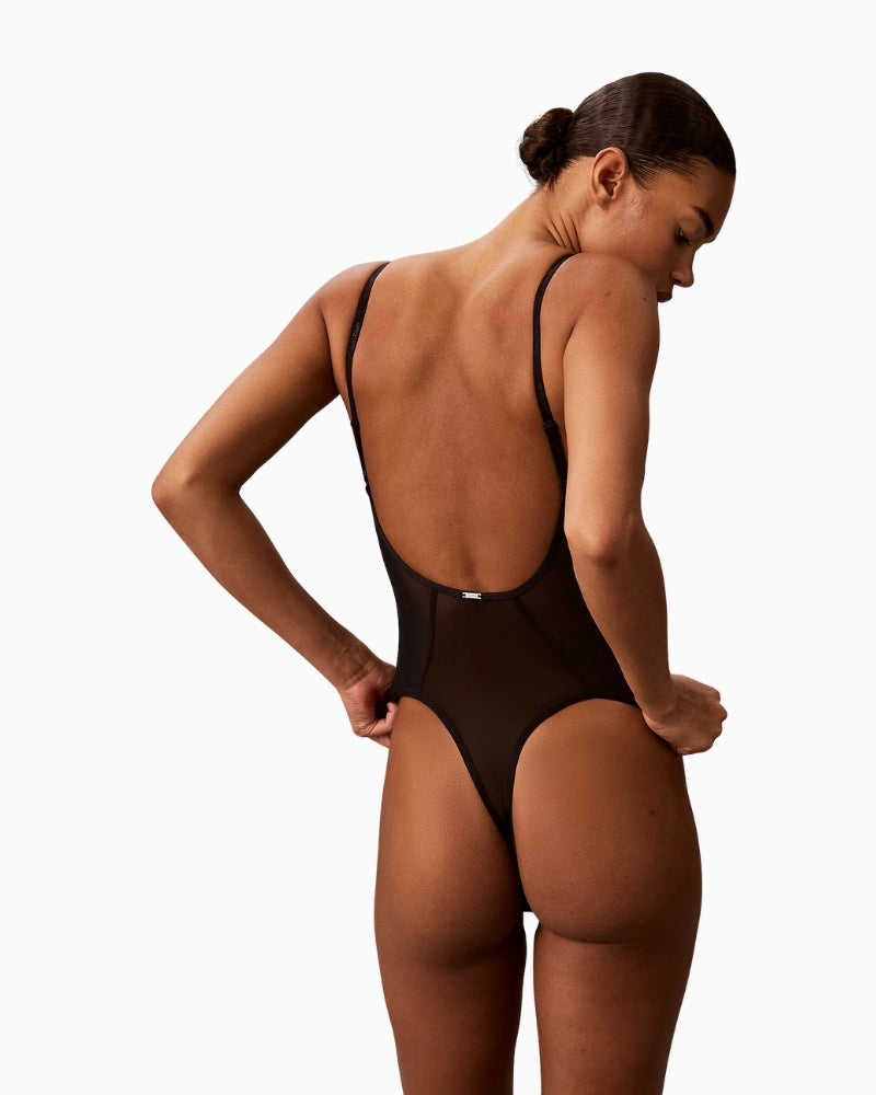 Calvin Klein Shapewear Plunge Bodysuit - Perfectly Fit in Black back view