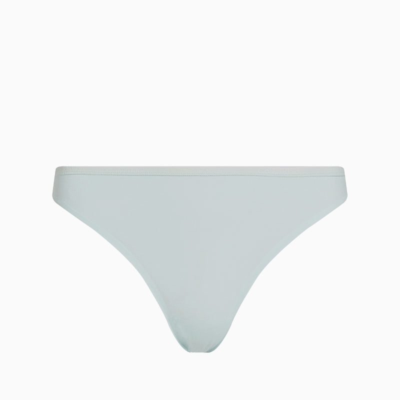 Front view of Calvin Klein moonlight jade thong with soft seamless design