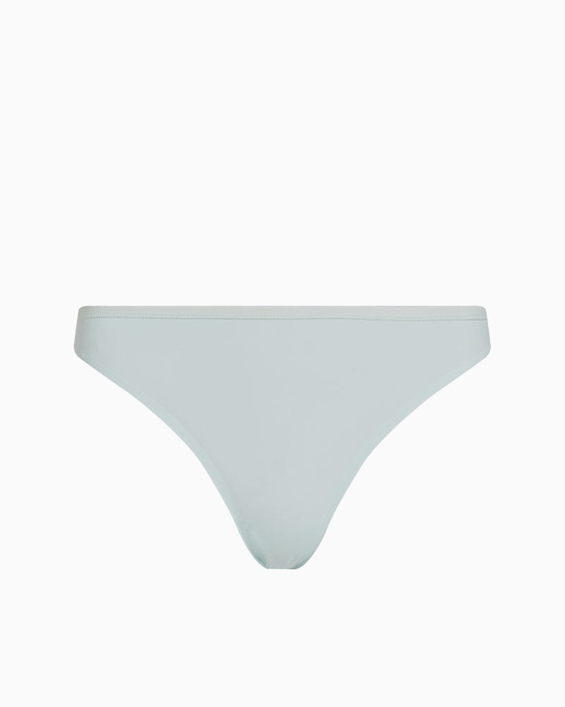 Front view of Calvin Klein moonlight jade thong with soft seamless design