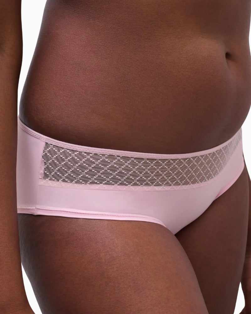 Chantelle EasyFeel Norah Chic Hipster Brief in Pink graphic tulle front detail