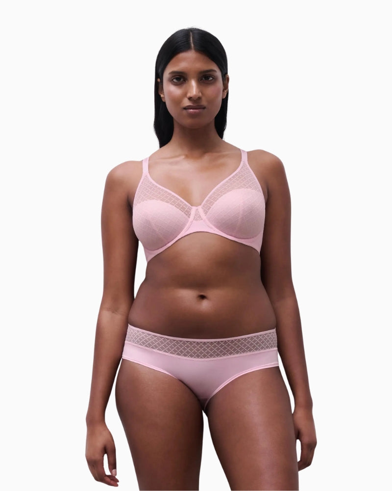 Chantelle EasyFeel Norah Chic Hipster Brief in Pink graphic tulle front detail