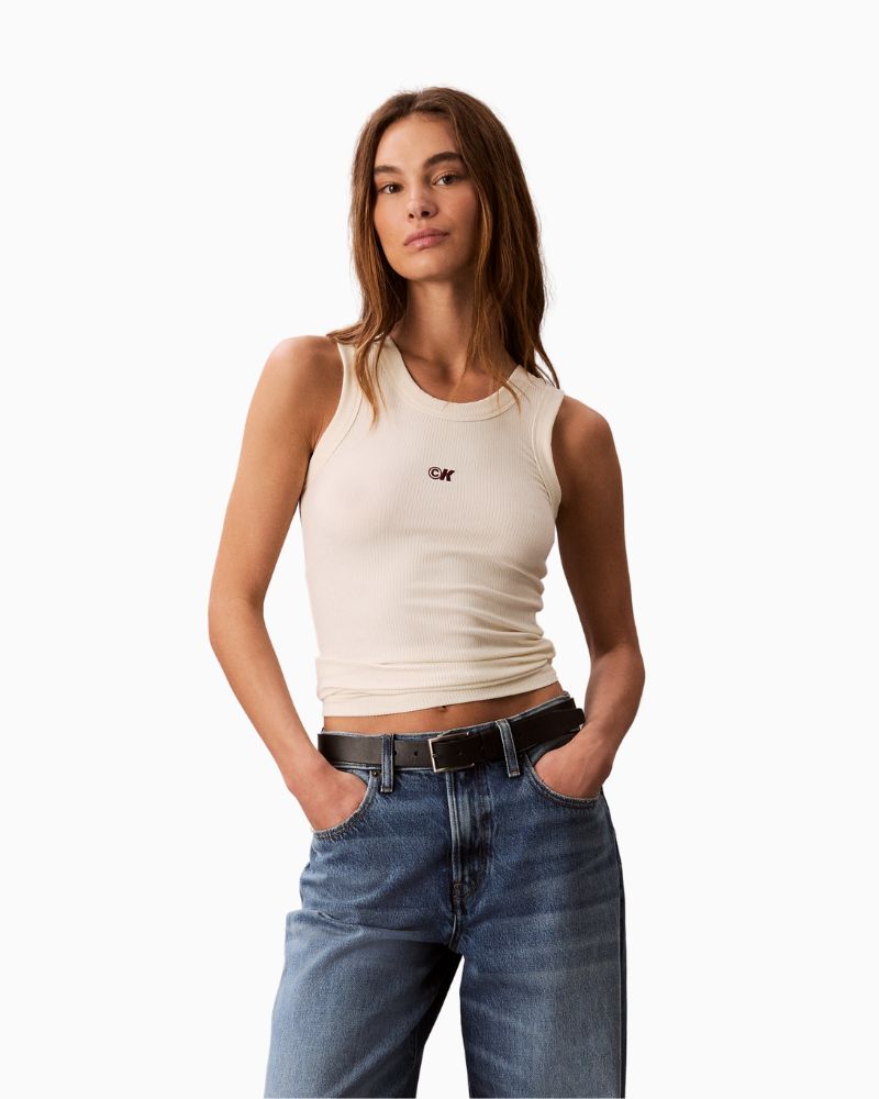 Calvin Klein ribbed modal tank top with slim fit and scoop neckline