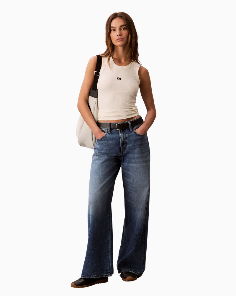 Calvin Klein ribbed modal tank top with slim fit and scoop neckline