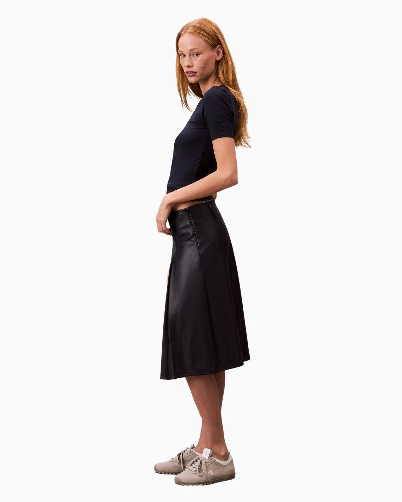 Side view showing rib texture and slim silhouette