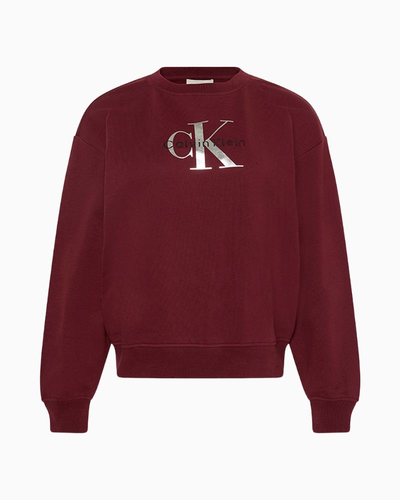 Calvin Klein relaxed sweatshirt in soft cotton fleece with monogram logo and ribbed trim
