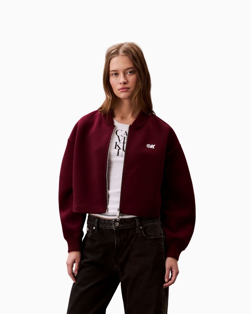 Calvin Klein oversized bomber jacket in rouge red with zip front