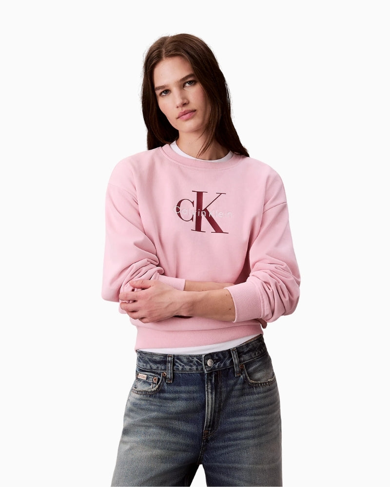 Calvin Klein cropped monogram sweatshirt in cotton blend