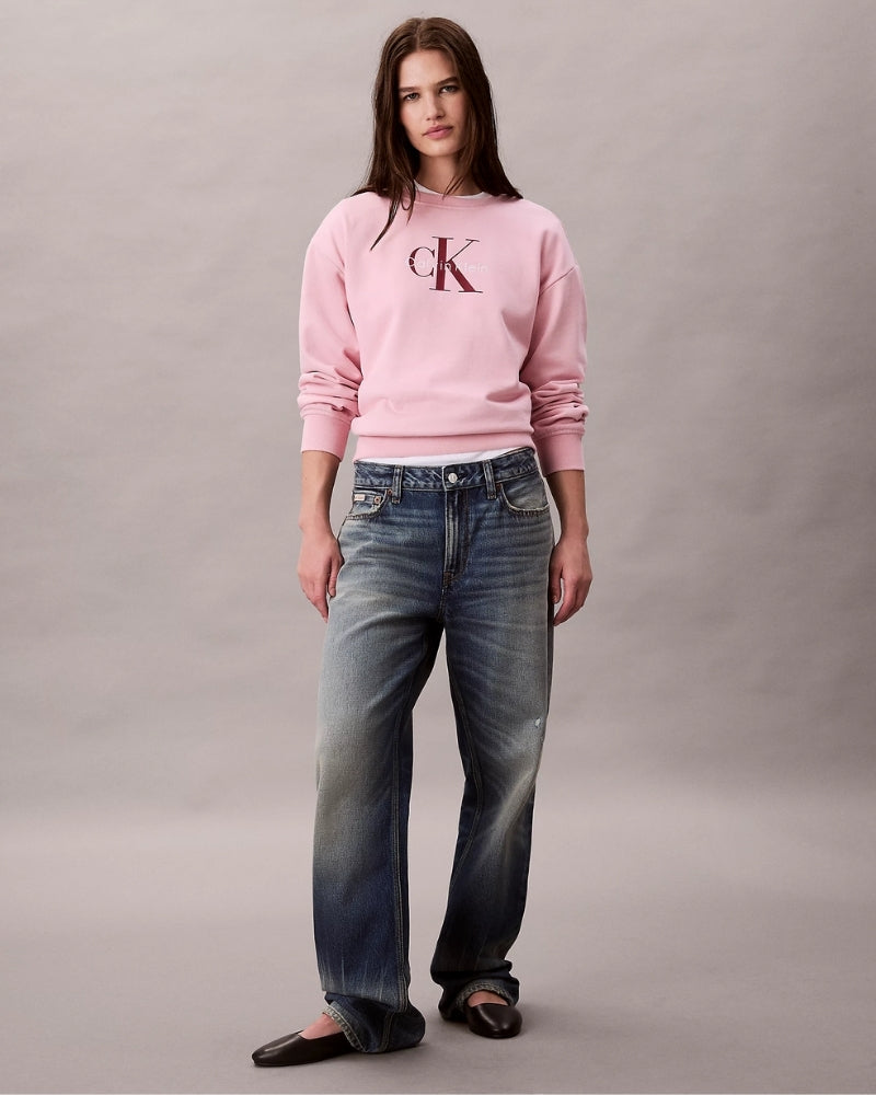 Calvin Klein cropped monogram sweatshirt in cotton blend