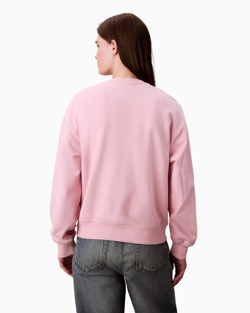 Back of Calvin Klein cropped monogram sweatshirt in cotton blend