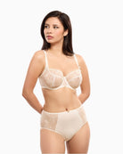 Front view of Alix panty showing smooth mesh and seamless, elastic-free fit