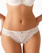 Empreinte Cassiopée thong in silk with delicate lace and seamless finish