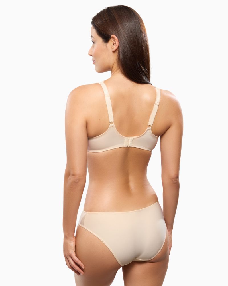 Back of Empreinte Gustave full cup bra in antique ivory with decorative straps and tulle lining