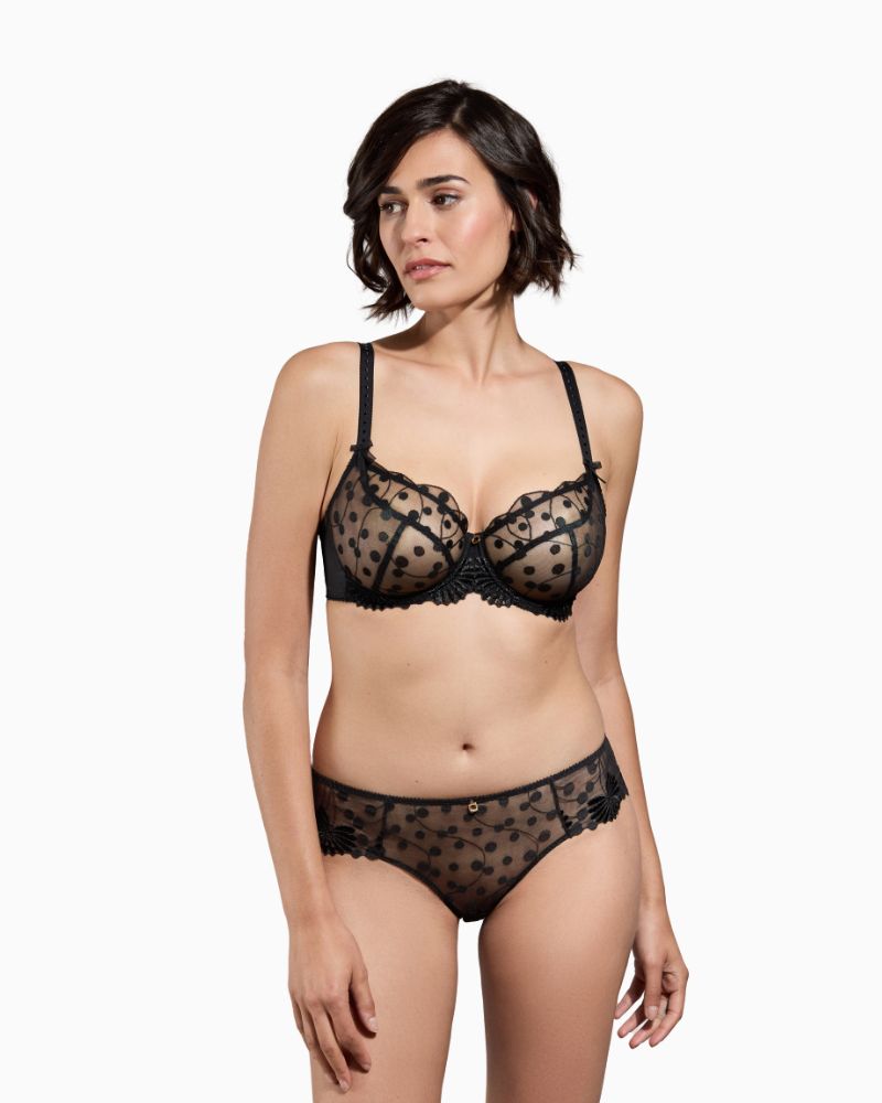 Empreinte Tess black balconette bra with underwired non-padded cups and adjustable straps
