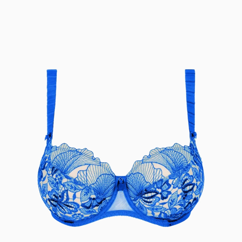 Empreinte Agathe balcony bra in blue strap and upper cup detail