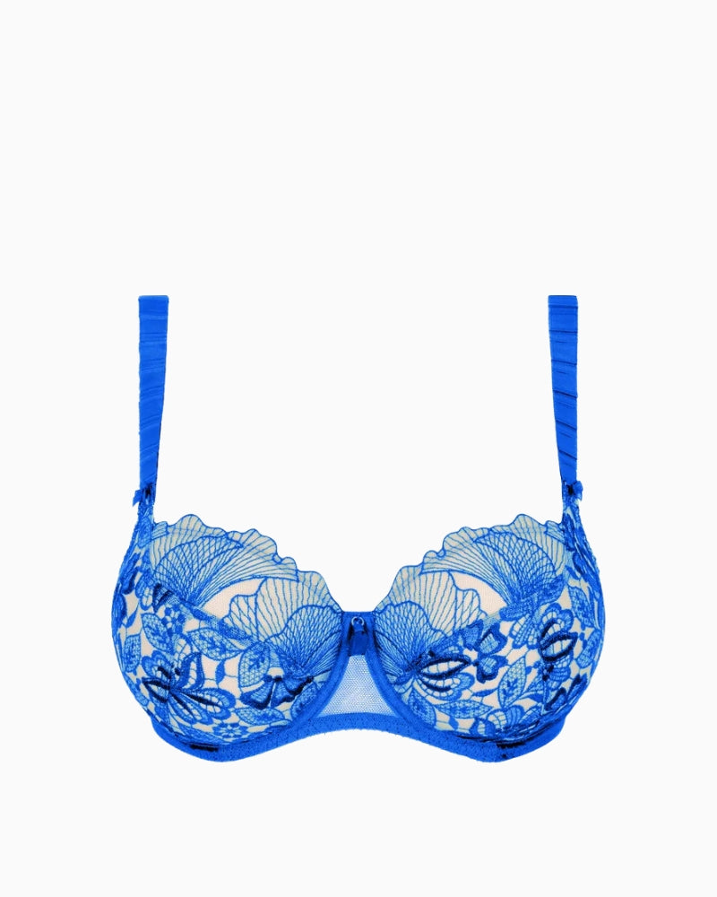 Empreinte Agathe balcony bra in blue strap and upper cup detail