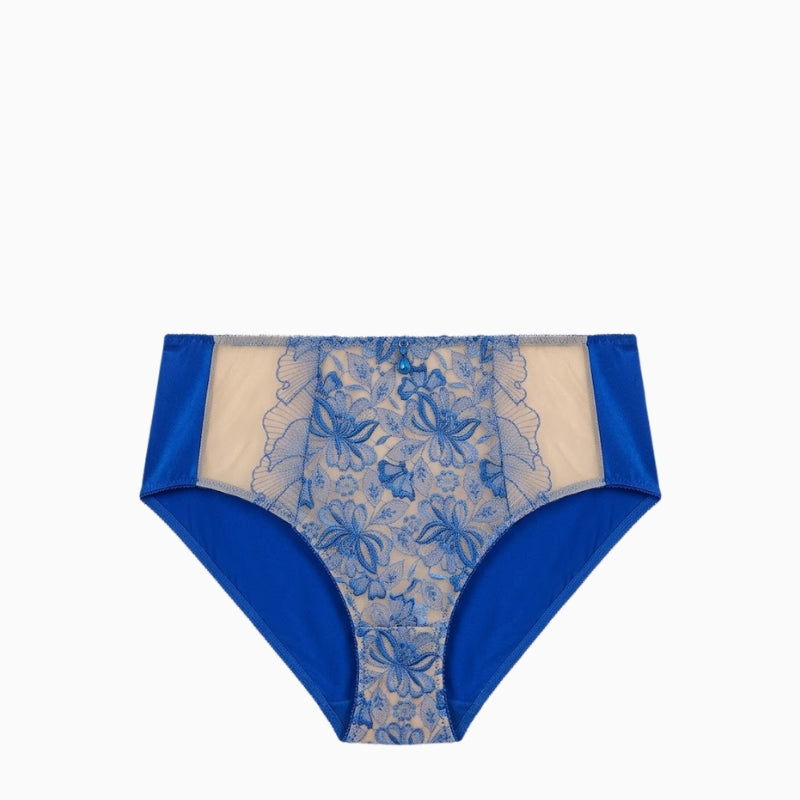 Empreinte Agathe full brief in blue front view with embroidery