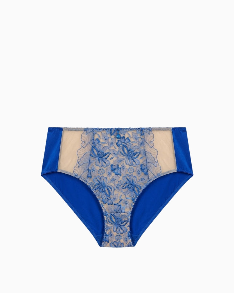 Empreinte Agathe full brief in blue front view with embroidery