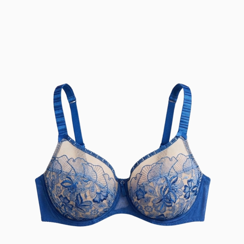 Empreinte Agathe full cup bra in blue strap and bow detail