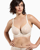 Close-up of embroidered cups and lace underband