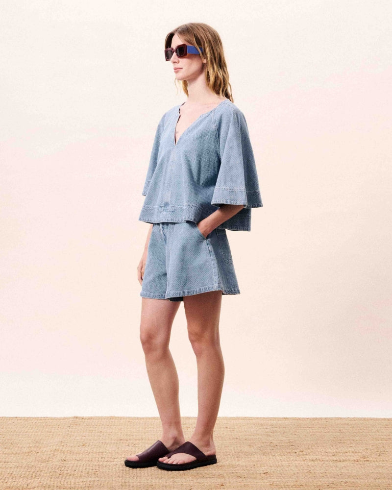 FRNCH Citrine blouse in denim side view