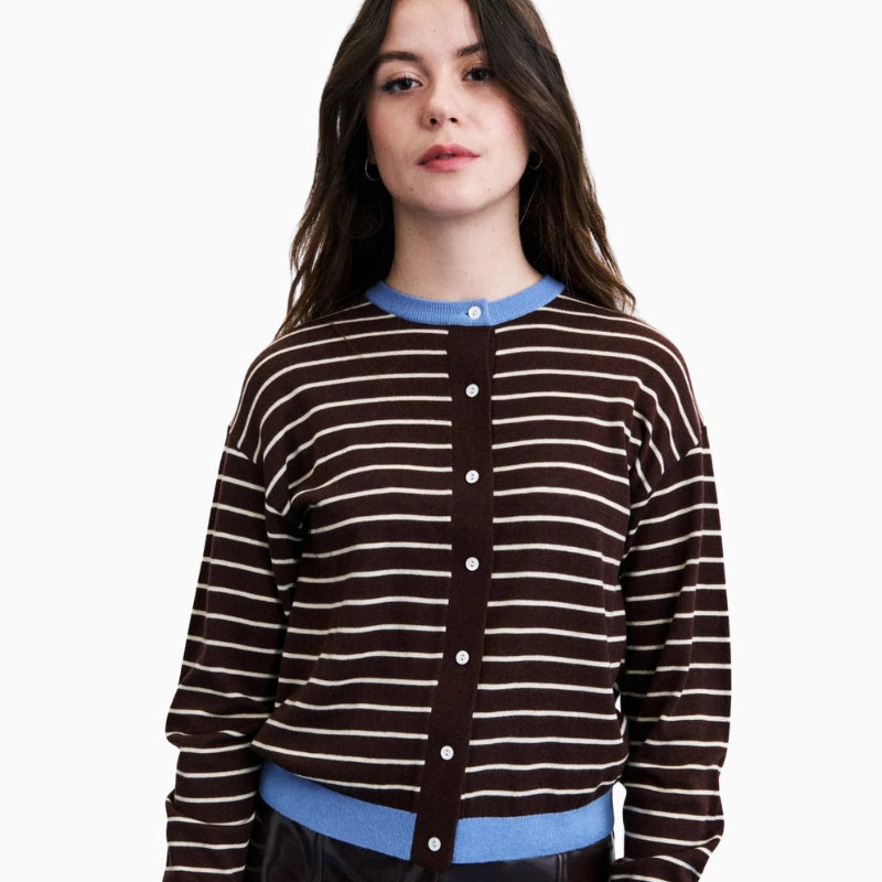 FRNCH Echarpe Cardigan in brown front view