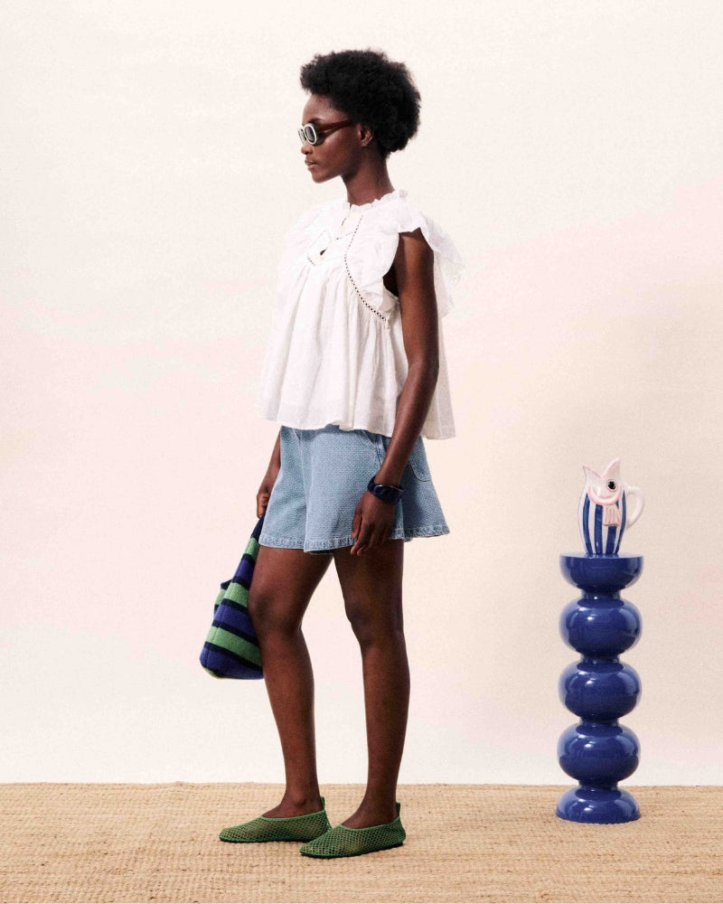 FRNCH Khoi shorts in denim side view