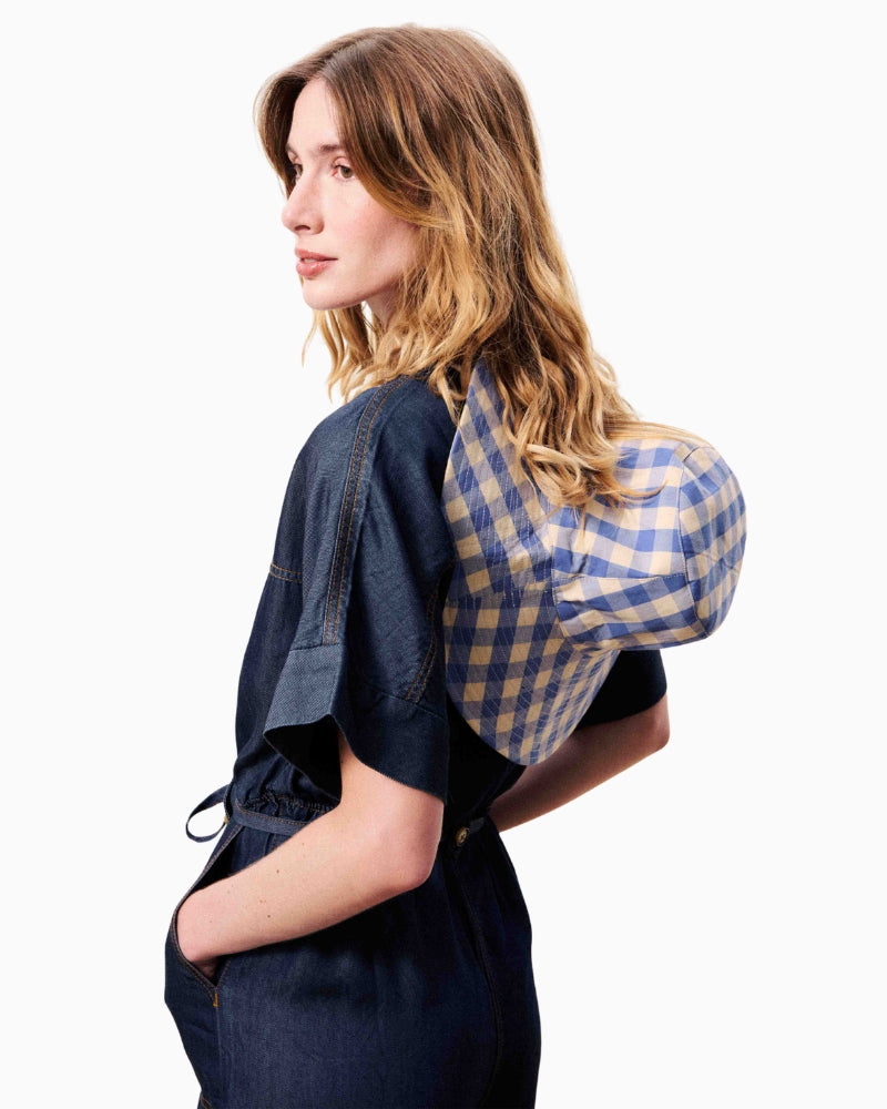FRNCH MARISELLE denim playsuit indigo blue pocket detail