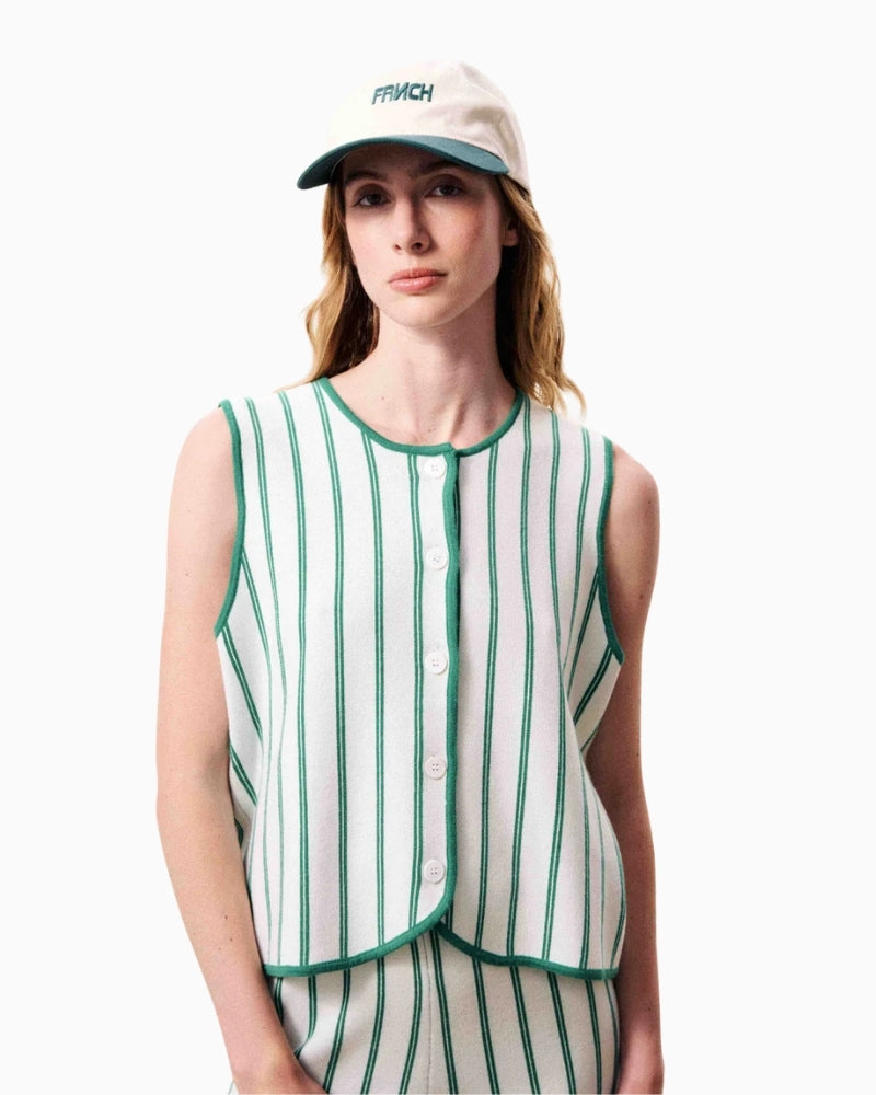 FRNCH Niagara Green Cardigan front view