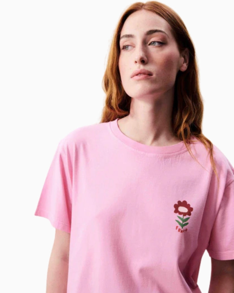 FRNCH Nymphaea T-shirt pink chest graphic detail