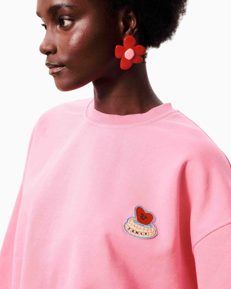 FRNCH Tamise sweatshirt in pink embroidered chest detail