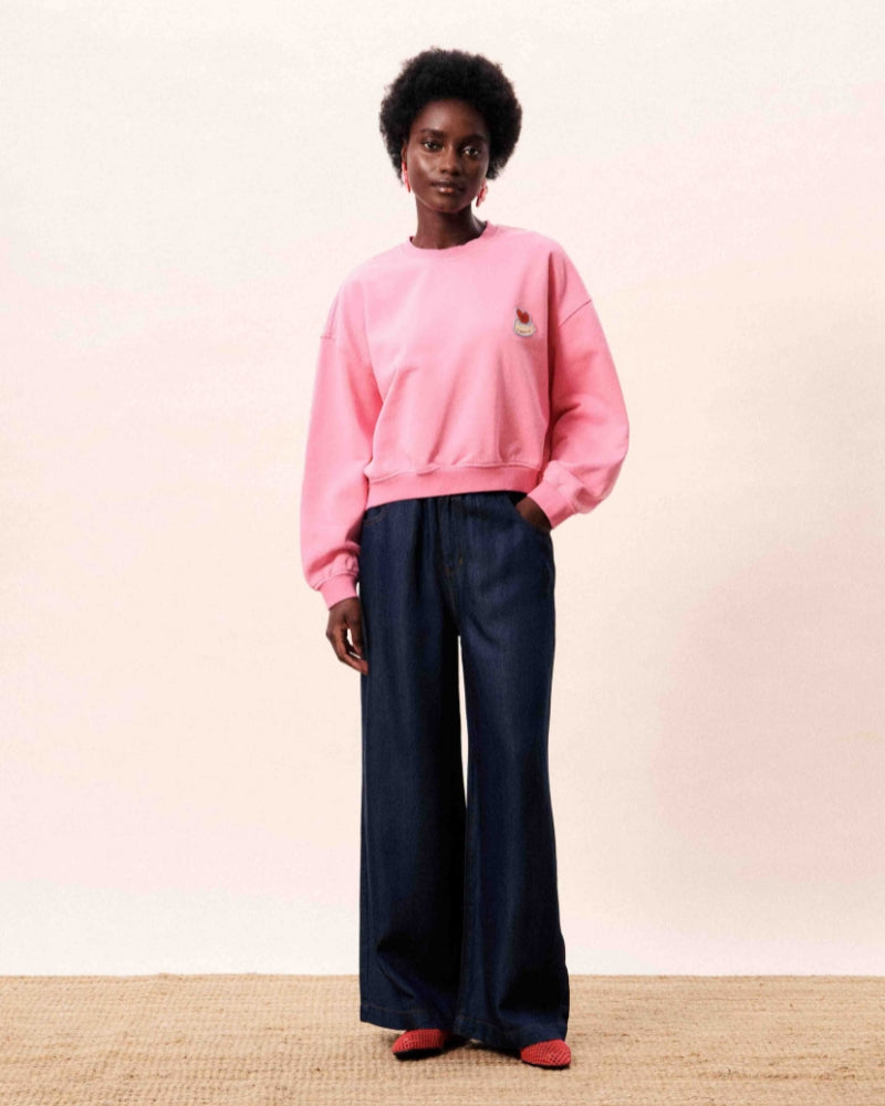 FRNCH Tamise sweatshirt in pink full front view