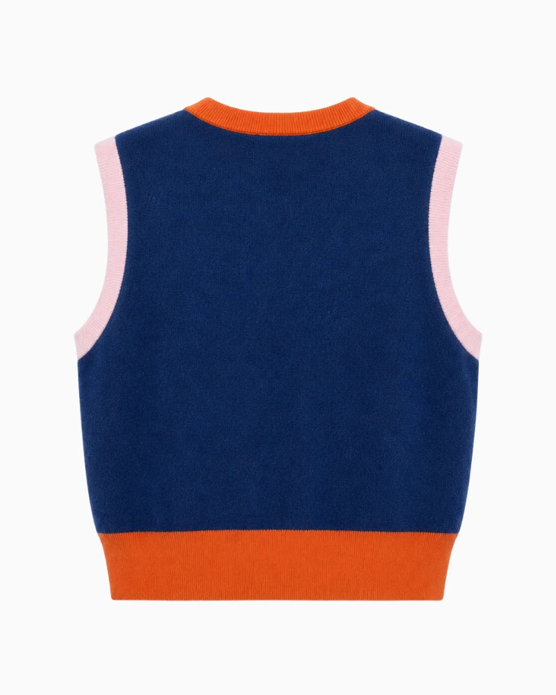 FRNCH Torquay Vest in Navy model back detail