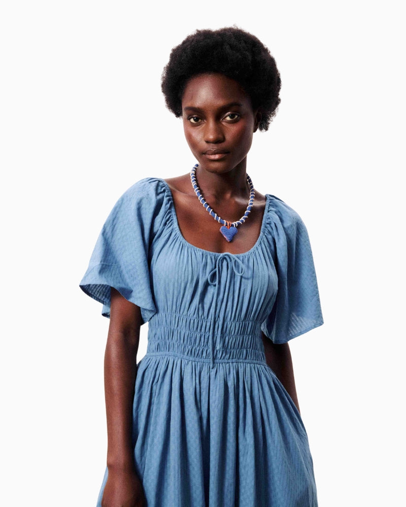 FRNCH Yemanja dress in denim sleeve detail