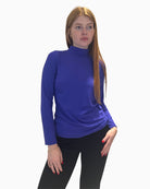 Faber purple Stehbundshirt with stand-up collar and long sleeves in soft viscose blend