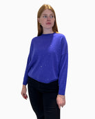 Front view of purple Faber Woman Sparkle Jumper with diamante detail