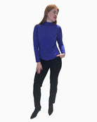 Full front view of the black Faber Woman trousers showing the classic straight-leg design