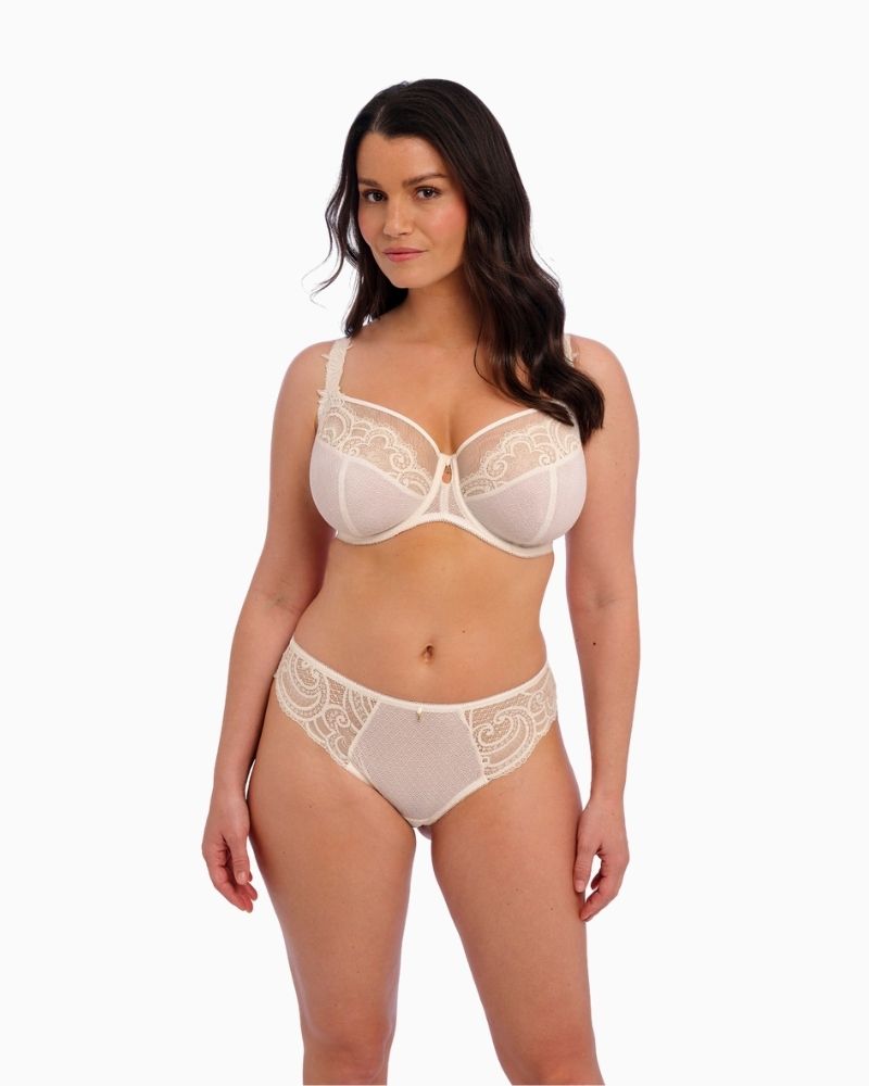 Fantasie Cerys Brazilian Thong in cream pink lace with embroidered front