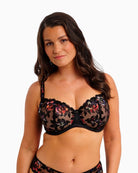 Fantasie Magdalena balcony bra in black with floral embroidery and bow detail