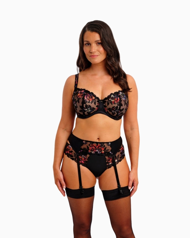 Fantasie Magdalena Noir suspender styled with matching lingerie set