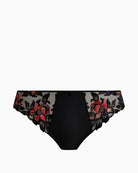Front view of Magdalena Noir thong showing embroidery in sunset tones