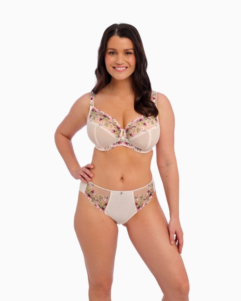 Fantasie Marie Delicacy Side Support Bra with pink floral embroidery and plunge neckline