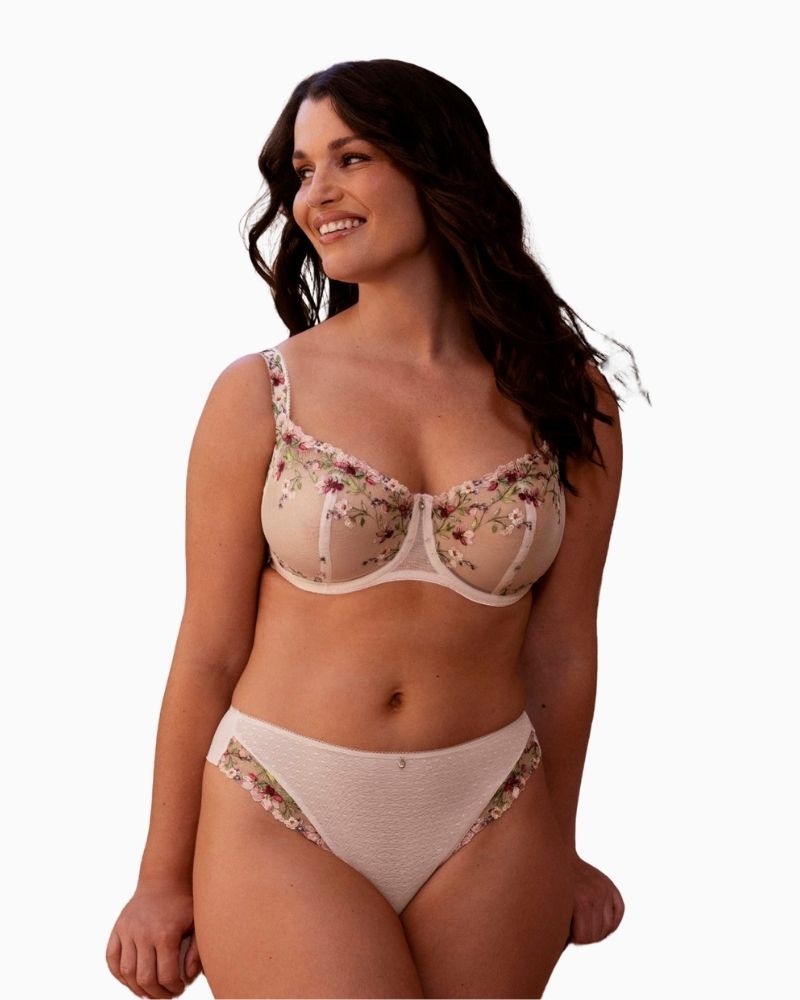 Fantasie Marie Delicacy Thong with floral embroidery and soft mesh front