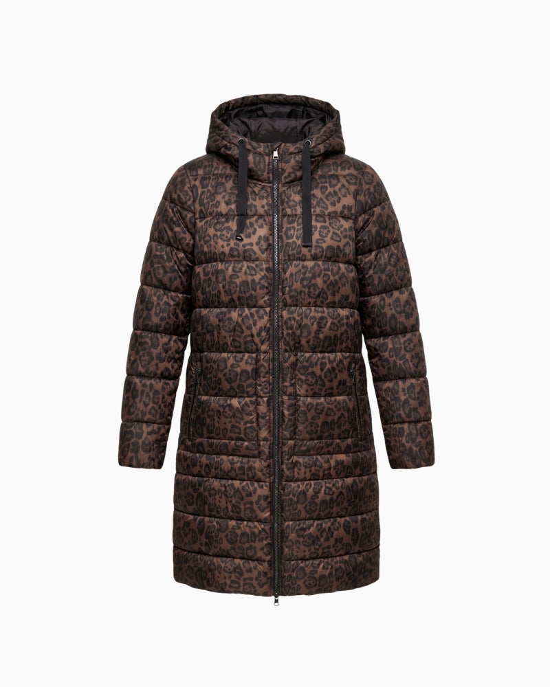 Frandsen Reversible Coat in leopard front view