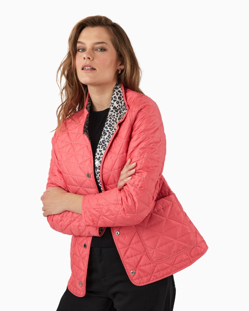 Frandsen reversible jacket pink multi coral quilted reverse front view