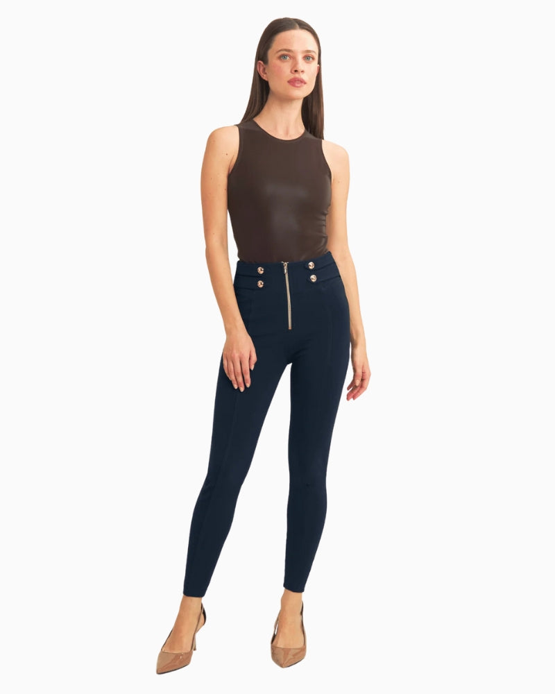 Freddy WR.UP® trousers in midnight navy with gold military buttons