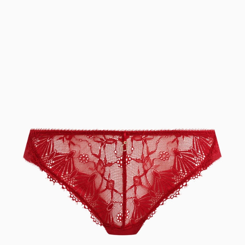 Flat lay of Freya cherry thong with lace and cotton gusset lining