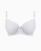 White lace underwired bra with padded cups and small front charm